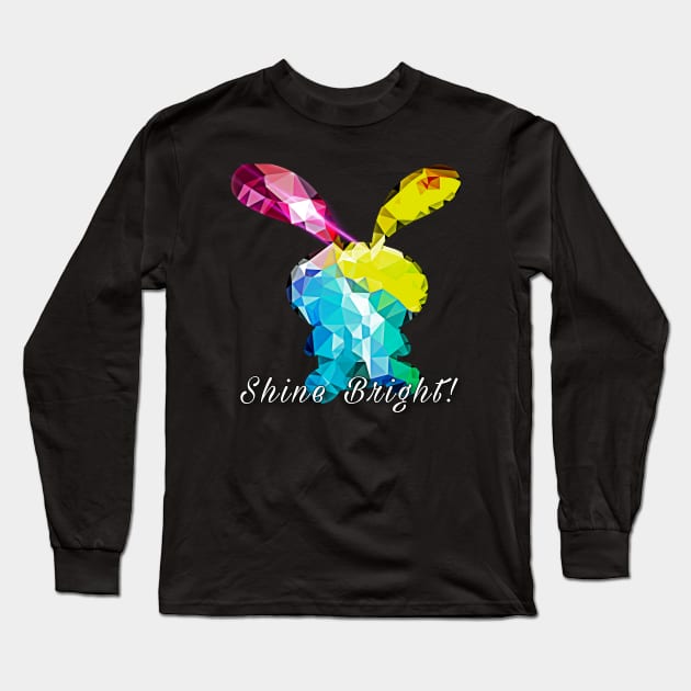 Shine Bright Like a Rainbow Bunny Long Sleeve T-Shirt by YollieBeeArt